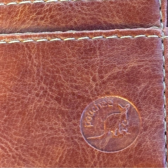 2/$30 Pouchee Brown Faux Leather Wallet Mini Organizer Bag with Key Ring - Picture 2 of 10